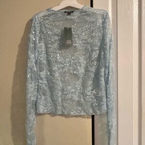 Elegant Blue Lace Top